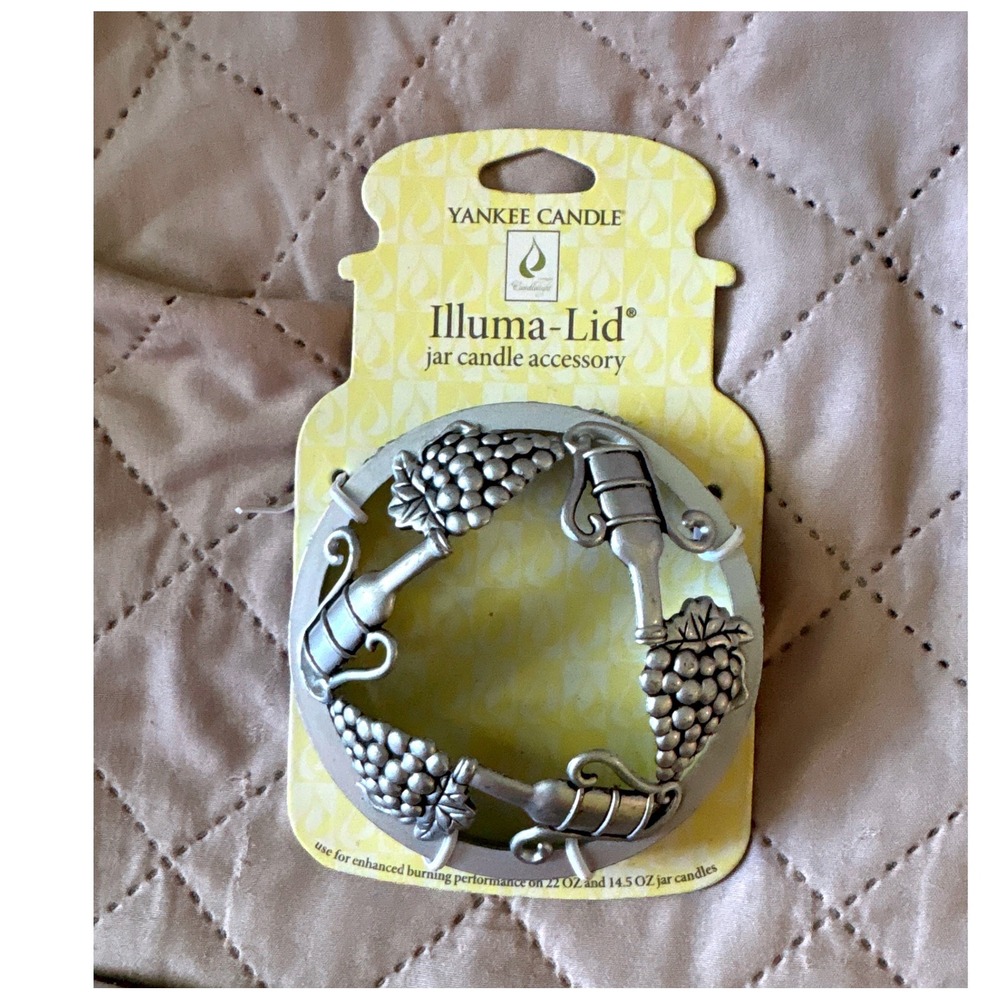 Yankee Candle Illuma-Lid Jar Topper Wine Grapes Silver Metal Accessory